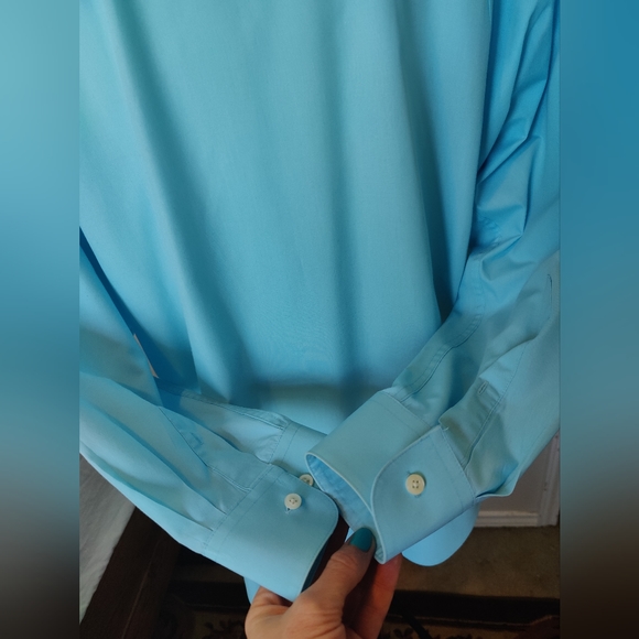 Men's Croft & Barrow teal button down Dress Shirt 🔘 (XL) 🩵💙💚🩵 - Picture 12 of 13